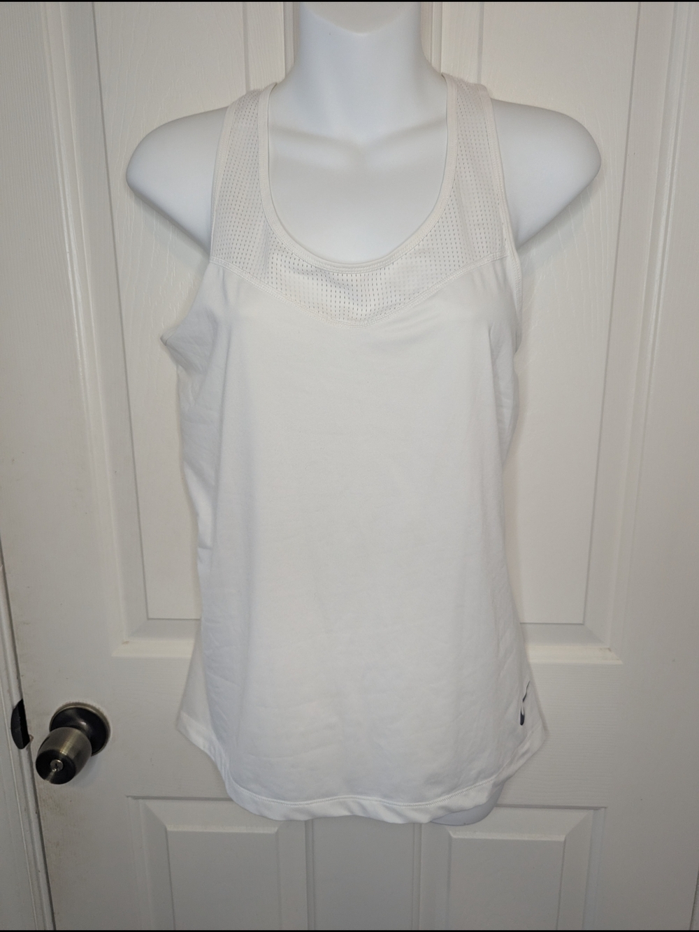 Nike Pro Hypercool Women Tank Top White Mesh Breathable Stretch Logo Sz LG
